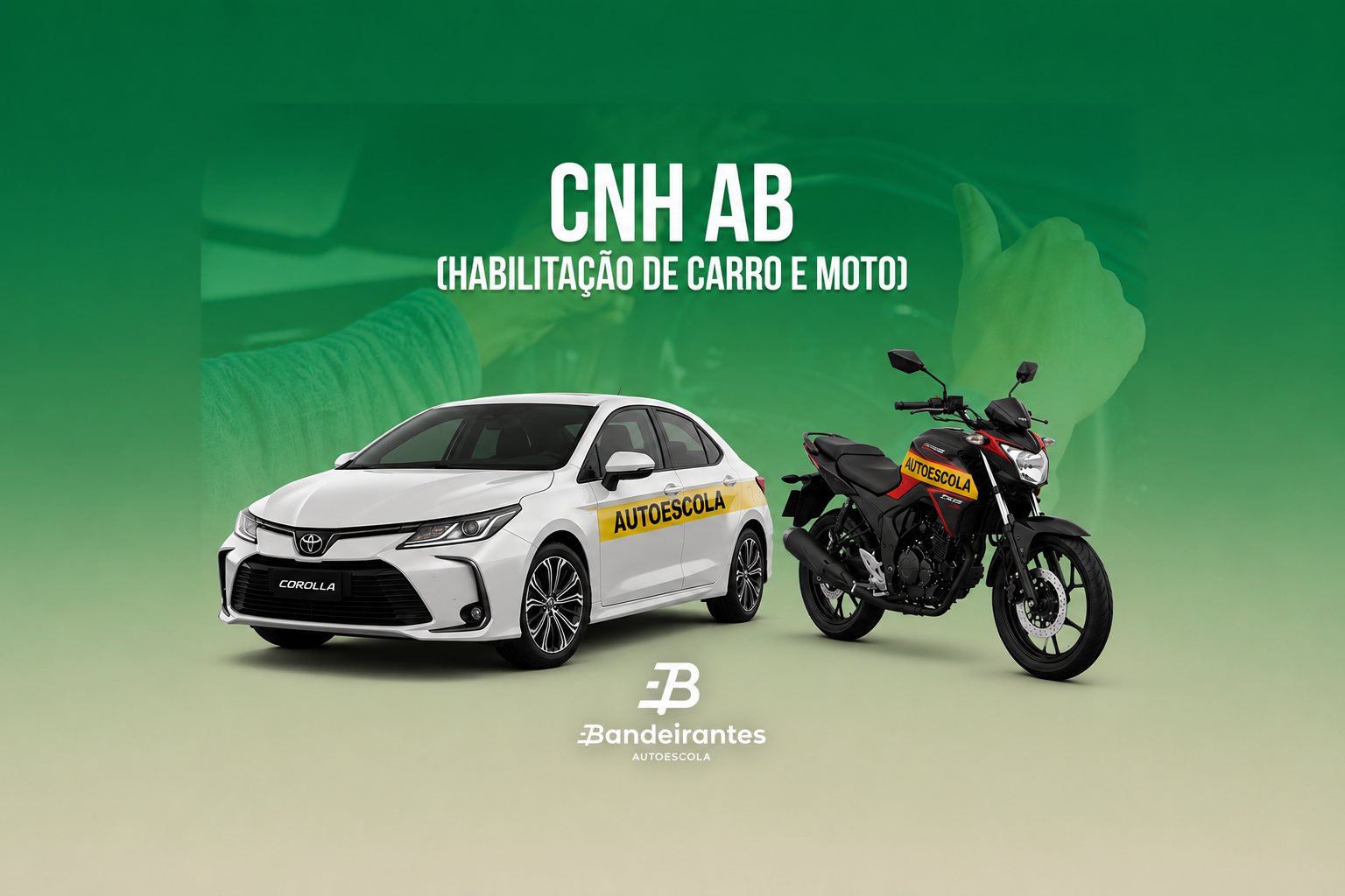 PACOTE DE AULAS AB: 10 AULAS DE CARRO + 10 DE MOTO